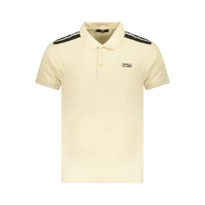 Beige Cotton Men Polo Shirt
