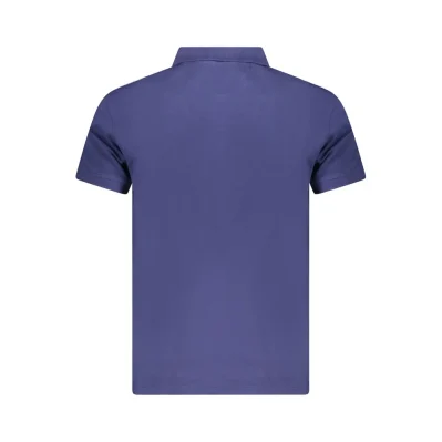 Blue Cotton Men Polo Shirt