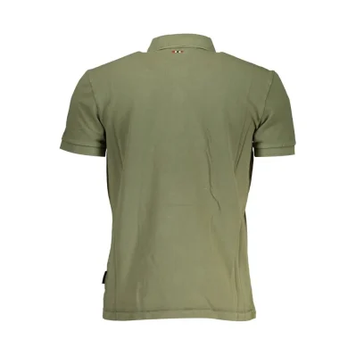 Green Cotton Men Polo Shirt