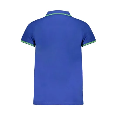 Blue Cotton Men Polo Shirt