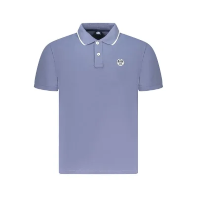 Blue Cotton Men Polo Shirt