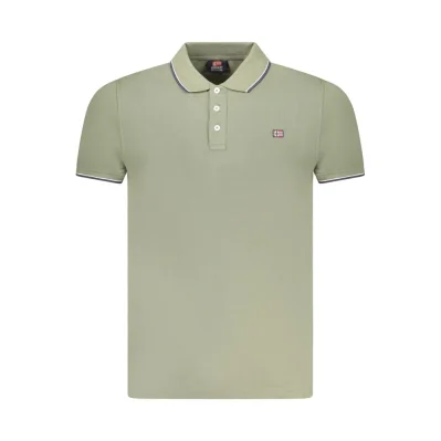 Green Cotton Men Polo Shirt