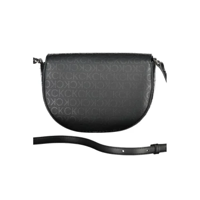 Black Polyurethane Women's Shoulder Bag