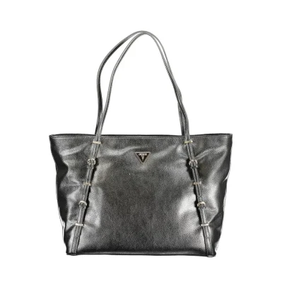 Black Polyurethane Women Handbag