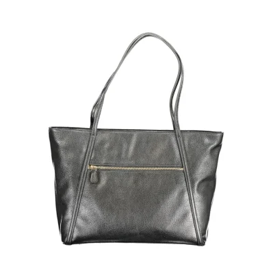 Black Polyurethane Women Handbag
