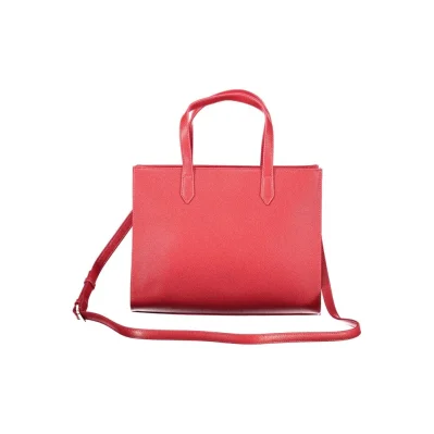 Red Polyurethane Women Handbag