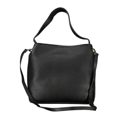 Black Polyurethane Women Handbag