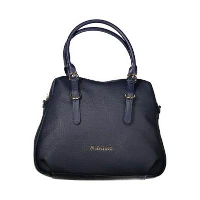 Blue Polyurethane Women Handbag