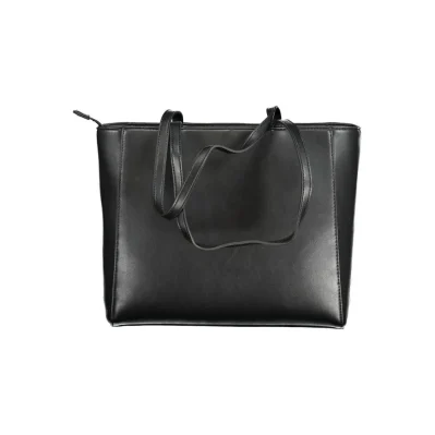 Black Polyurethane Women Shoulder Bag