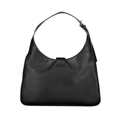 Black Polyurethane Women Handbag