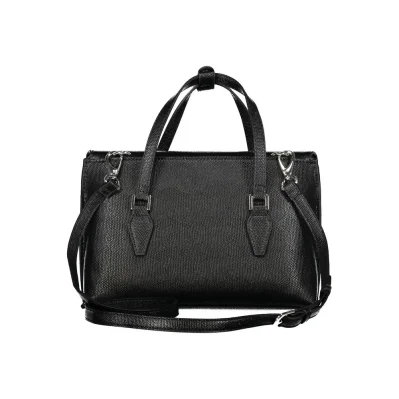Black Polyurethane Women Handbag