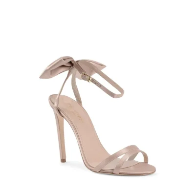 Beige Satin Stiletto Heel Sandals