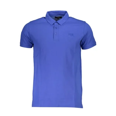 Blue Cotton Men Polo Shirt