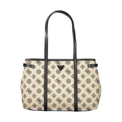 Beige Cotton Women Handbag