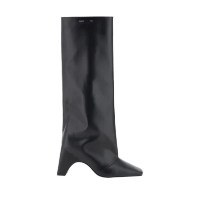 Black Calf Leather Bos Taurus High Heel Boots