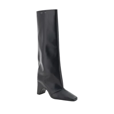 Black Calf Leather Bos Taurus High Heel Boots