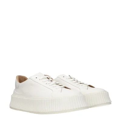 White Leather Platform Sneakers