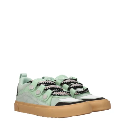 Green Leather Low Top Sneakers