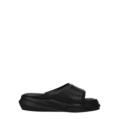 Black Leather Slippers