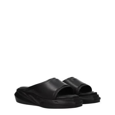 Black Leather Slippers