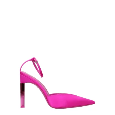 Pink Satin Stiletto Heel Sandals