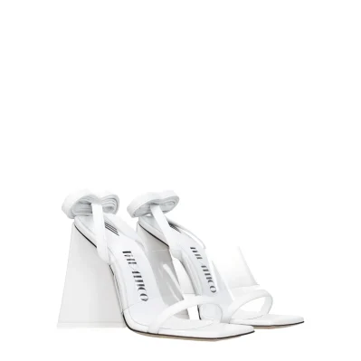 White Leather Stiletto Heel Sandals