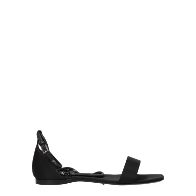 Black Satin Flat Sandals