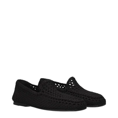 Black Fabric Slip-On Loafers