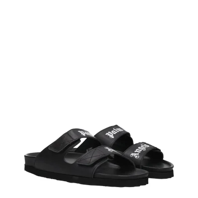 Black Leather Slippers