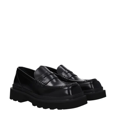 Black Leather Slip-On Loafers