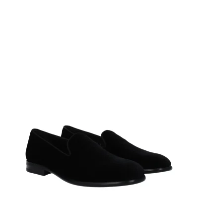 Black Velvet Slip-On Loafers