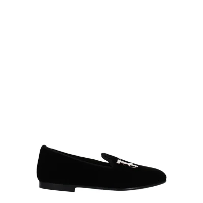 Black Velvet Slip-On Loafers