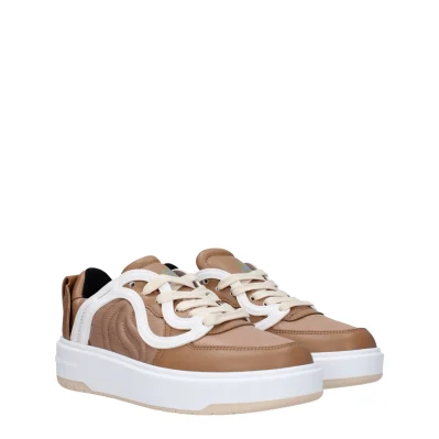 Brown Fabric Chunky Sneakers