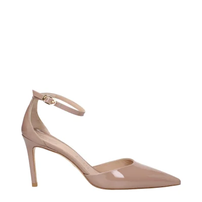 Pink Leather Stiletto Heel Sandals