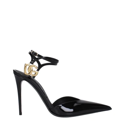 Black Leather Stiletto Heel Sandals
