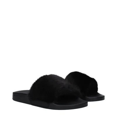 Black Cotton Slippers
