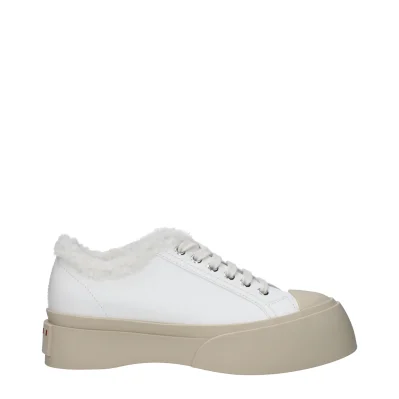 White Leather Low Top Sneakers