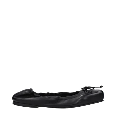 Black Leather Ballet Flats