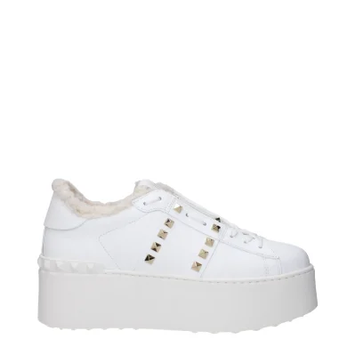 White Leather Platform Sneakers