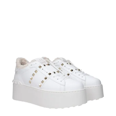 White Leather Platform Sneakers