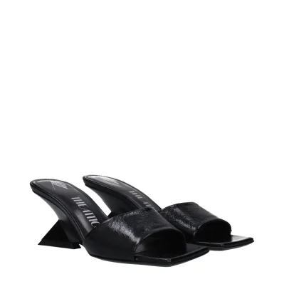 Black Leather Flat Sandals