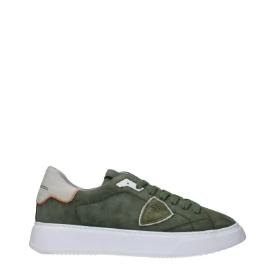 Green Leather Low Top Sneakers