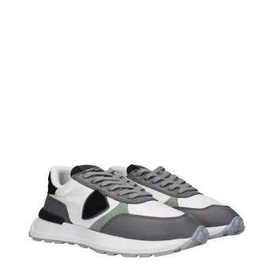 White Fabric Low Top Sneakers