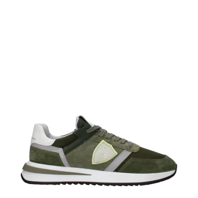 Green Leather Athletic Sneakers