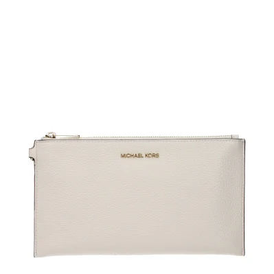 Beige Leather Clutch Bag