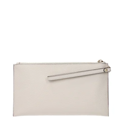 Beige Leather Clutch Bag