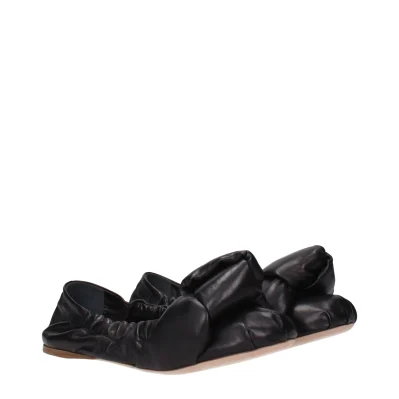 Black Leather Ballet Flats