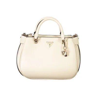 Beige Polyurethane Womens Handbag