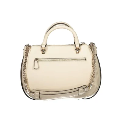 Beige Polyurethane Womens Handbag
