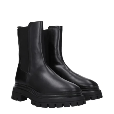 Black Leather Ankle Boots